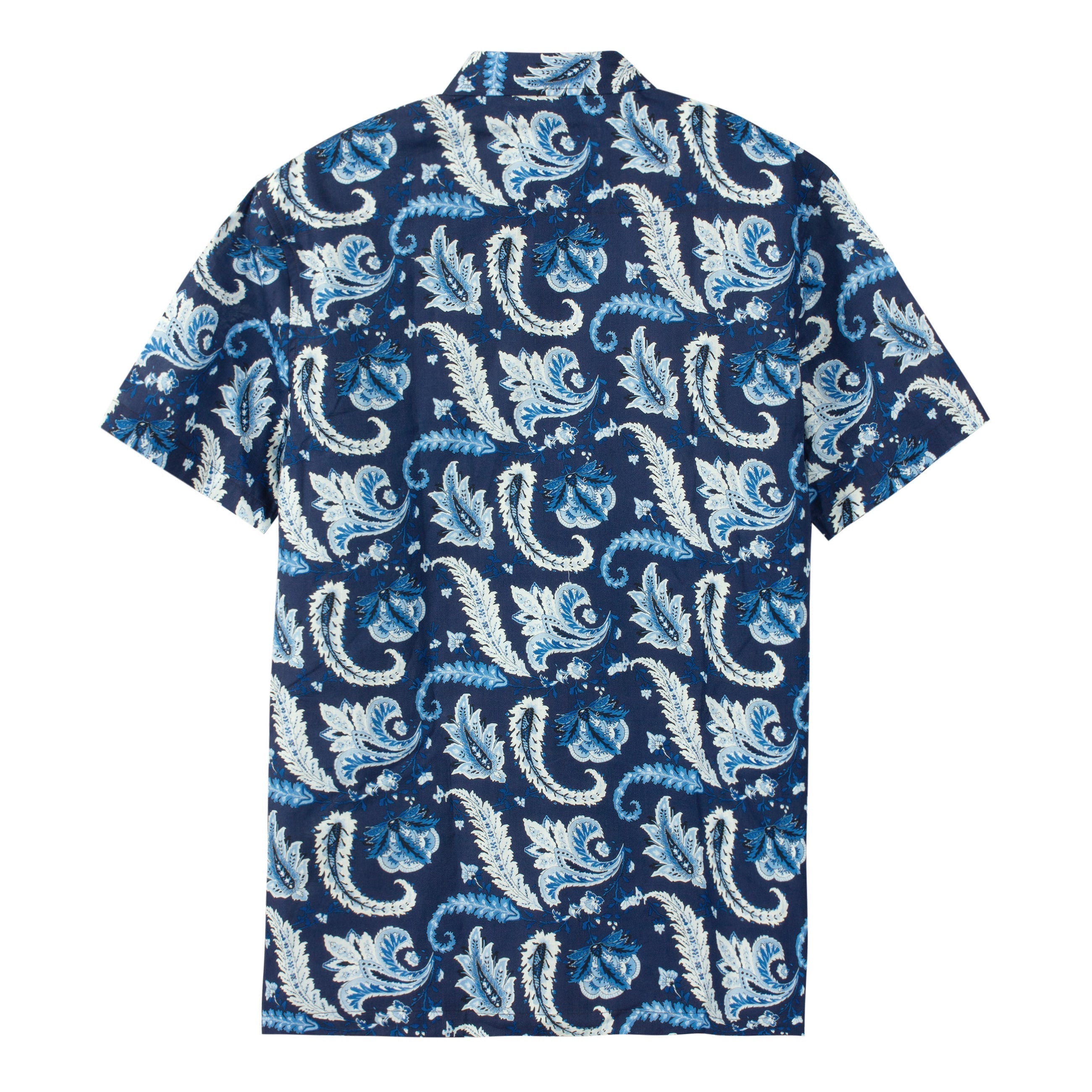 Tropical Style Dark Blue Paisley Short Sleeve Shirt Jonvidesign