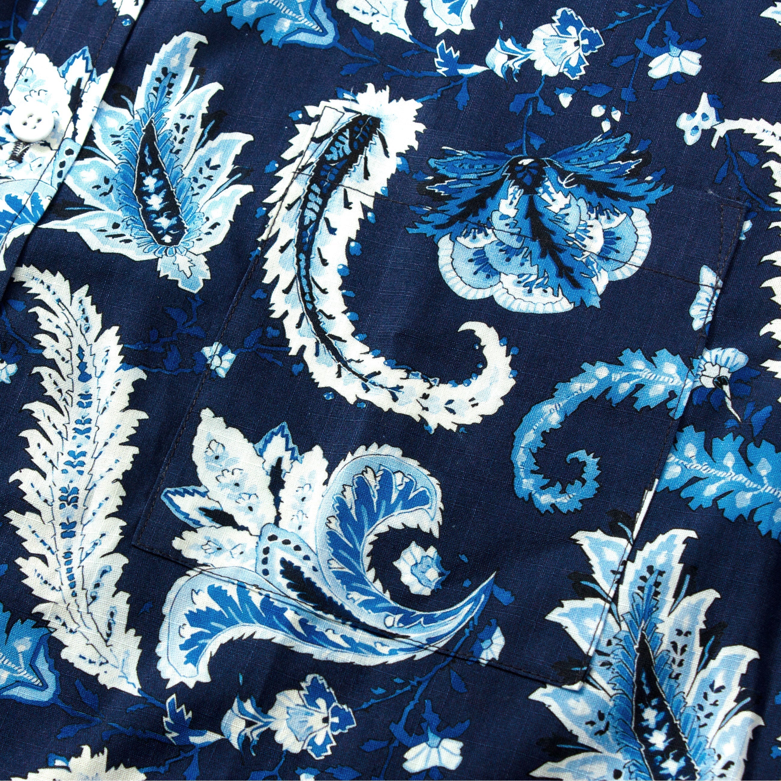 Tropical Style Dark Blue Paisley Short Sleeve Shirt Jonvidesign