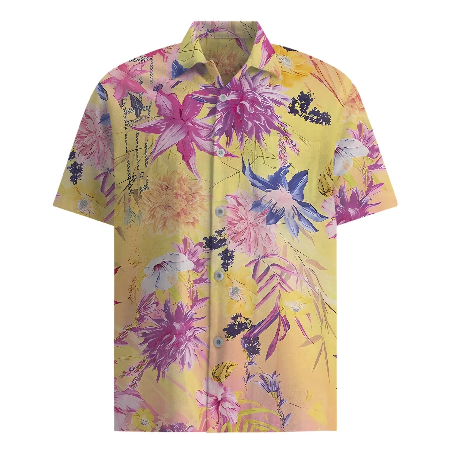 Tropical Style Flower Print Short Sleeve Shirt Jonvidesign