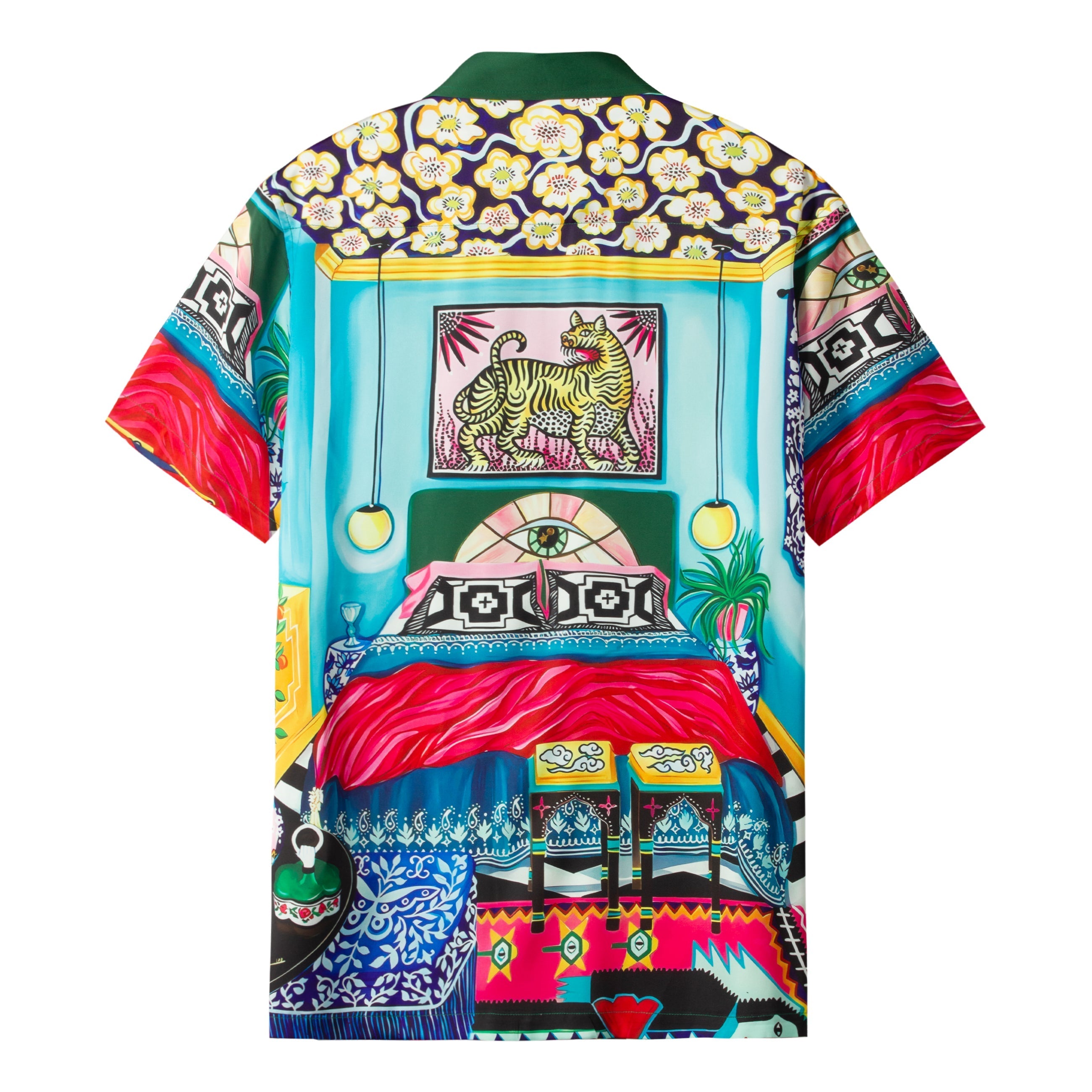 Vintage Bedroom Print Short Sleeve Camp Collar Shirt Jonvidesign