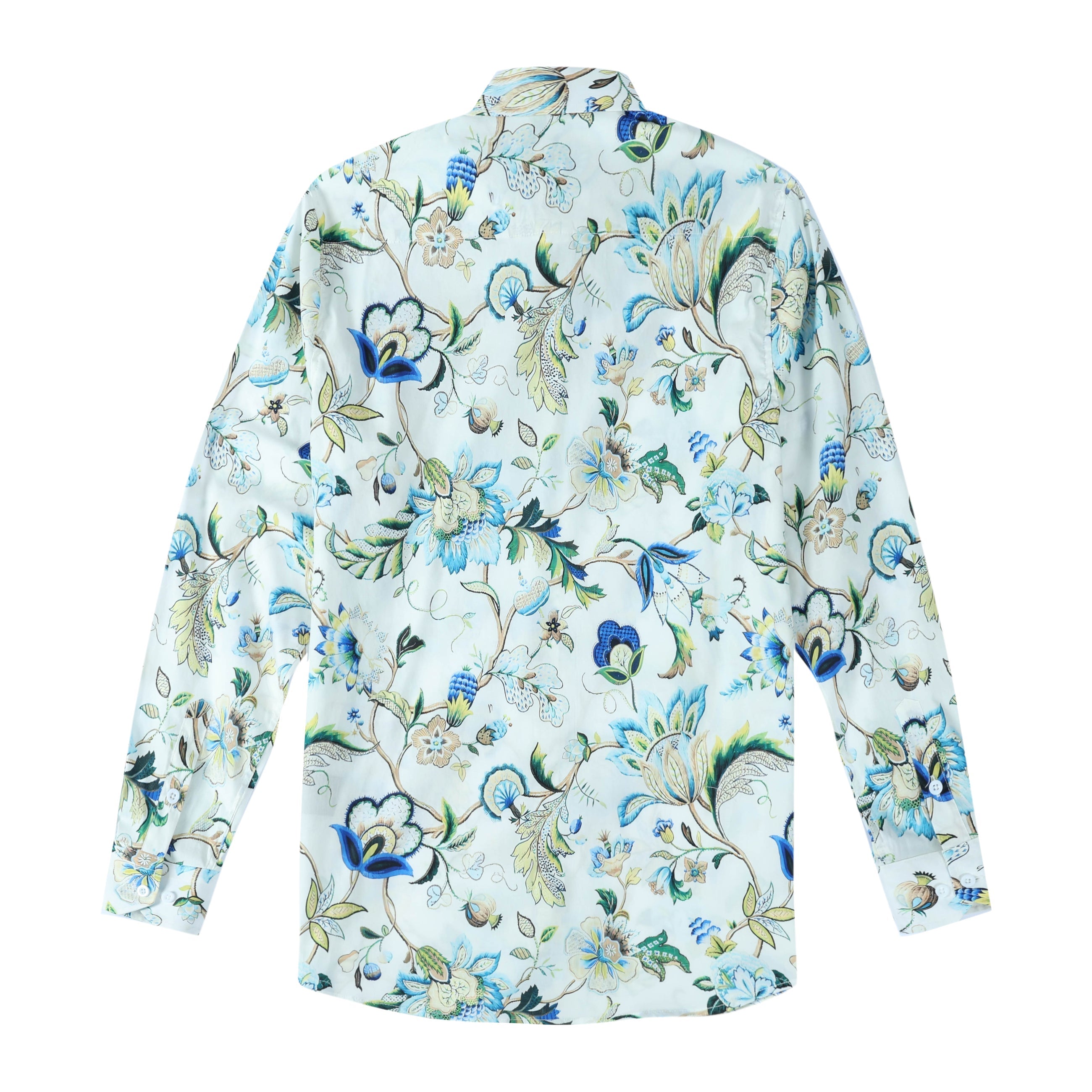 Vintage Floral Pattern Long Sleeve Button Down Shirt Jonvidesign