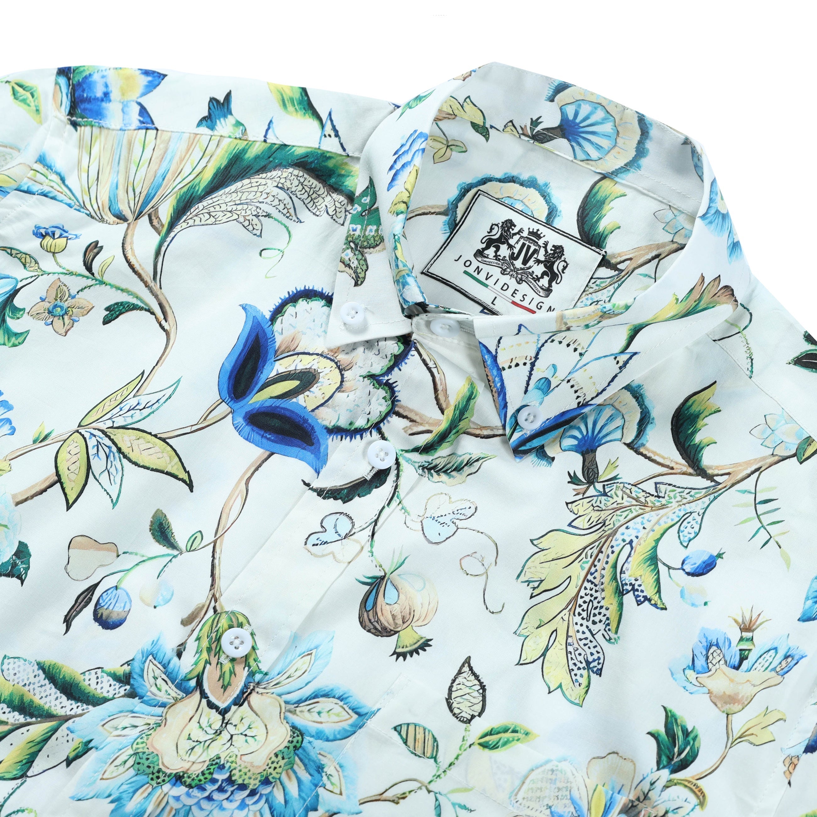 Vintage Floral Pattern Long Sleeve Button Down Shirt Jonvidesign