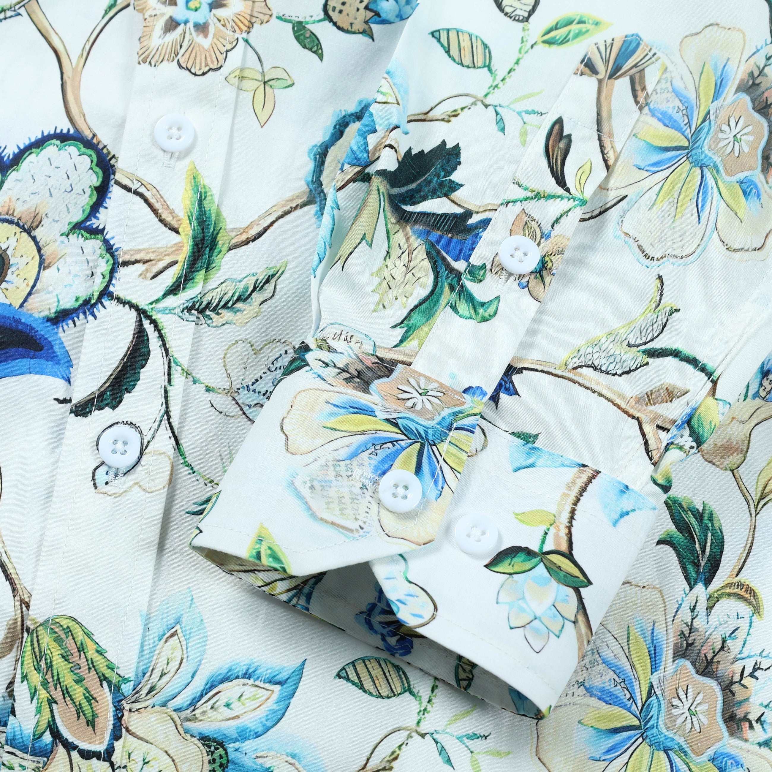 Vintage Floral Pattern Long Sleeve Button Down Shirt Jonvidesign