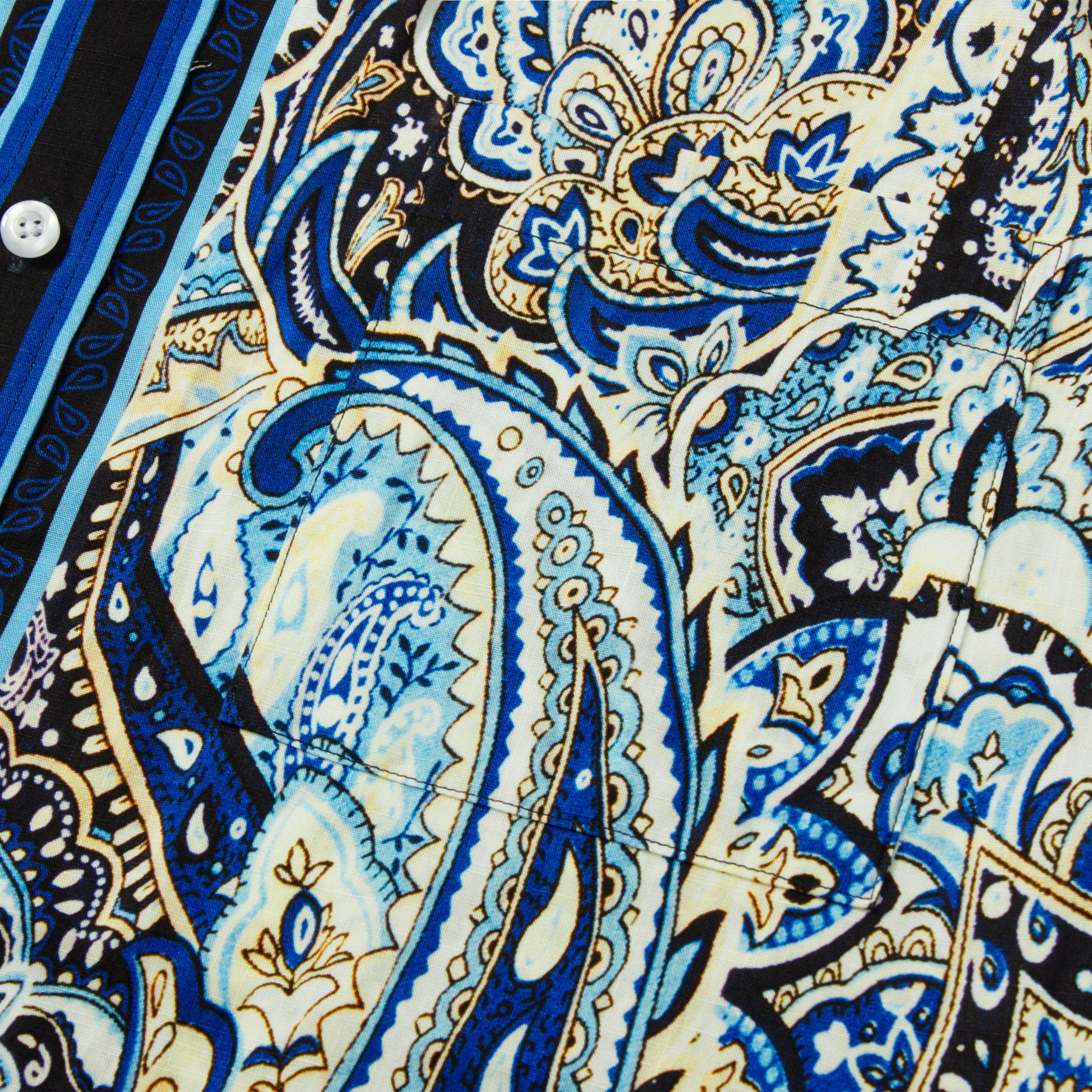 Vintage Paisley Pattern Short Sleeve Camp Shirt in Deep Blue Jonvidesign