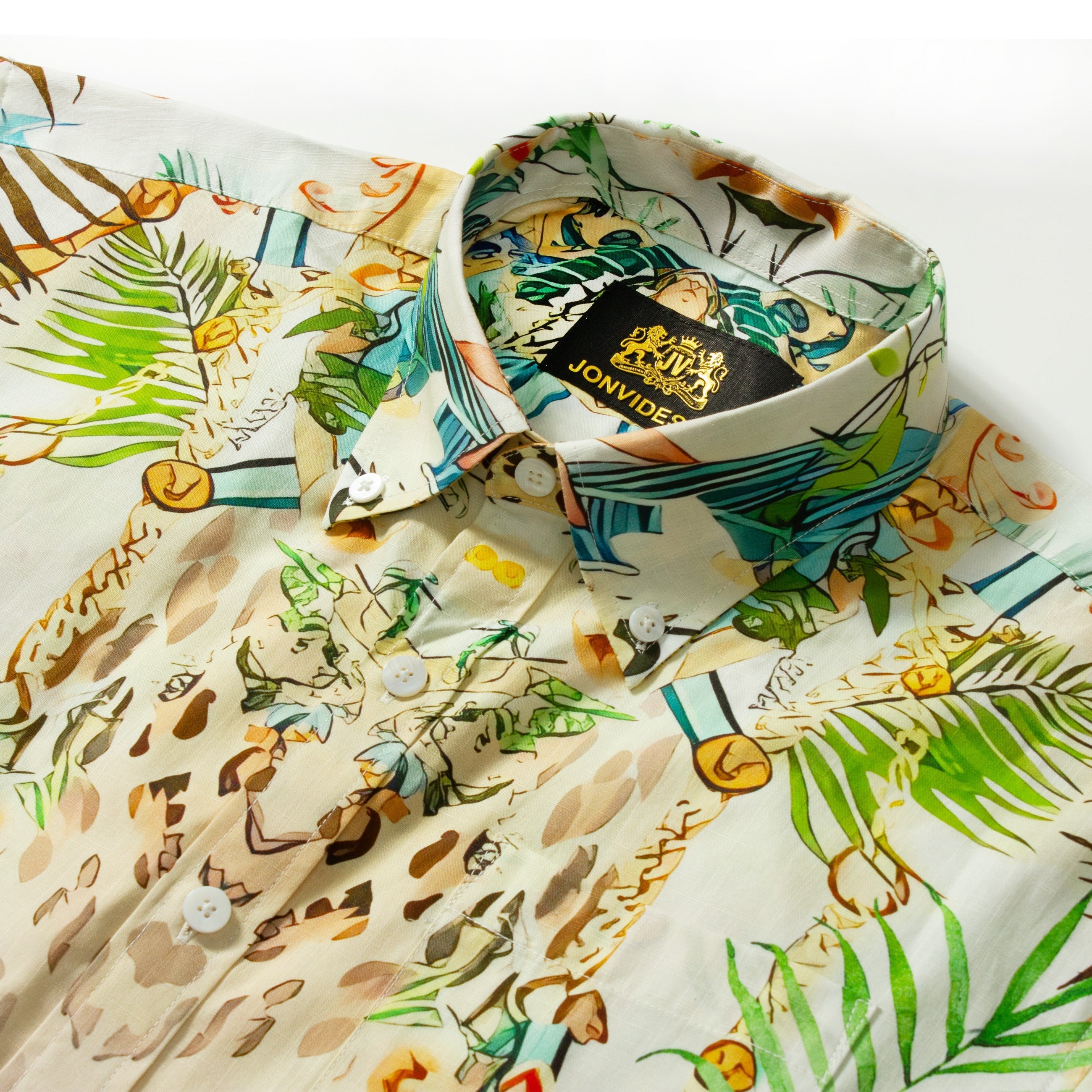 Wild Animal Print Short Sleeve Shirt for Men Jonvidesign