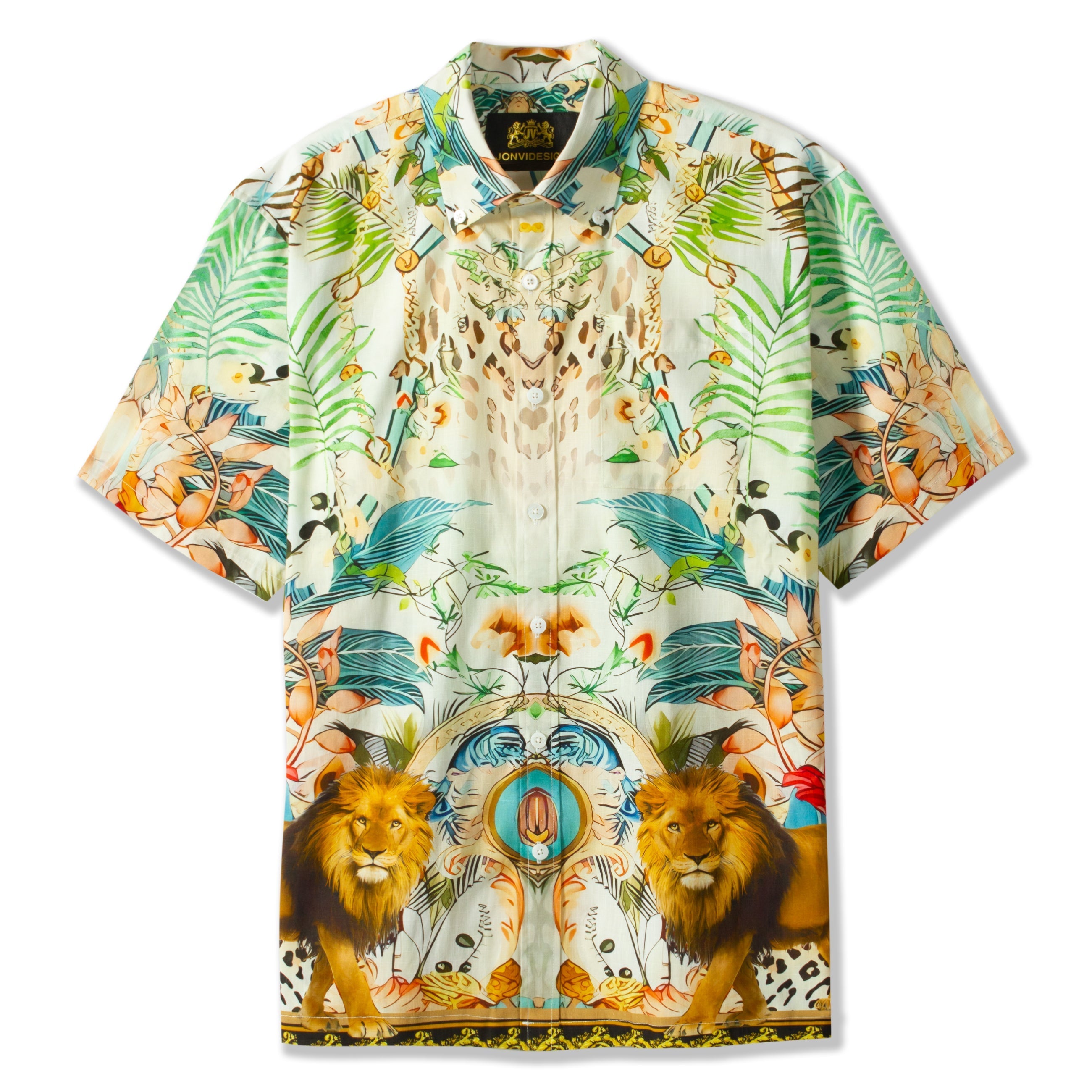 Wild Animal Print Short Sleeve Shirt for Men Jonvidesign