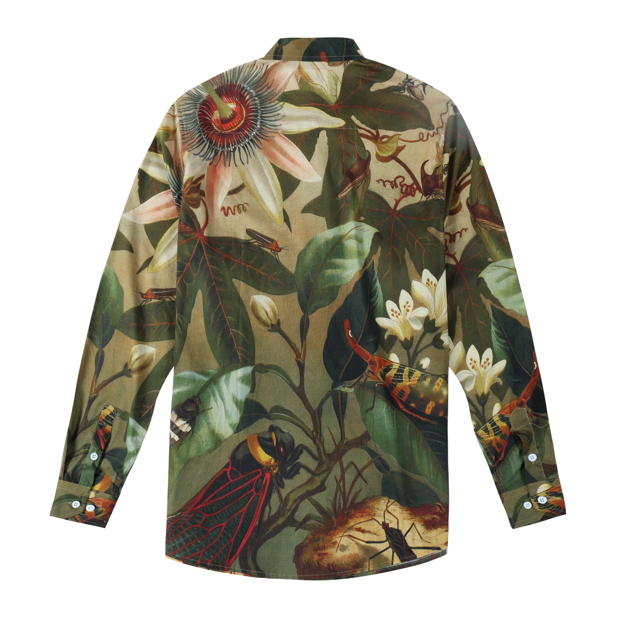 Woods Insect Pattern Long Sleeve Button Down Shirt Jonvidesign
