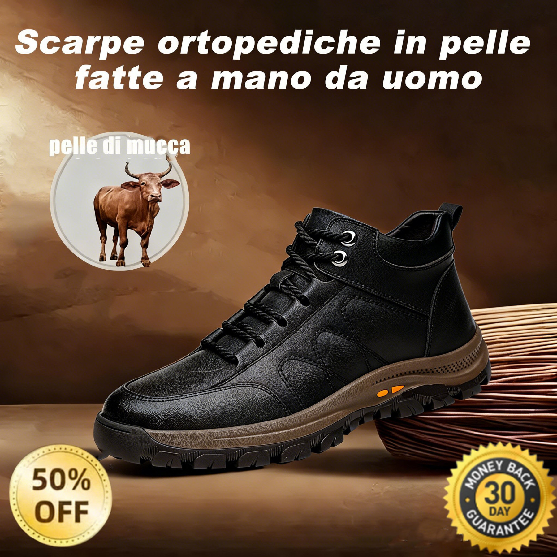 🎁Ultimo giorno per usufruire di uno sconto del 50%, non lasciartelo sfuggire! ⏰Realizzato in pelle di vitello australiana 🐂Supporto per il piede: allevia il dolore ✅Impermeabile e antiscivolo, comodo da indossare.