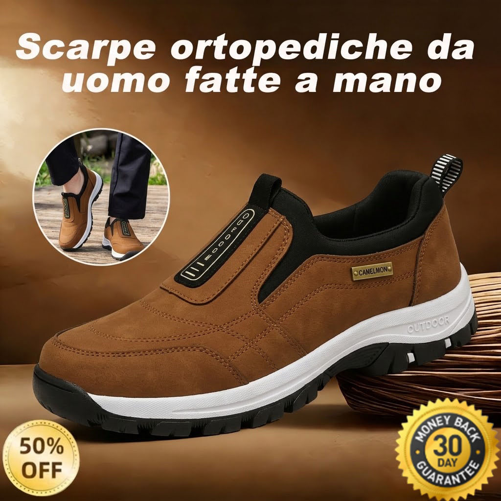 ✅Scarpe in pelle scamosciata di alta qualità🦶Alleviano il dolore e la fascite ai piedi - Impermeabili e antiscivolo🔴Scarpe ortopediche