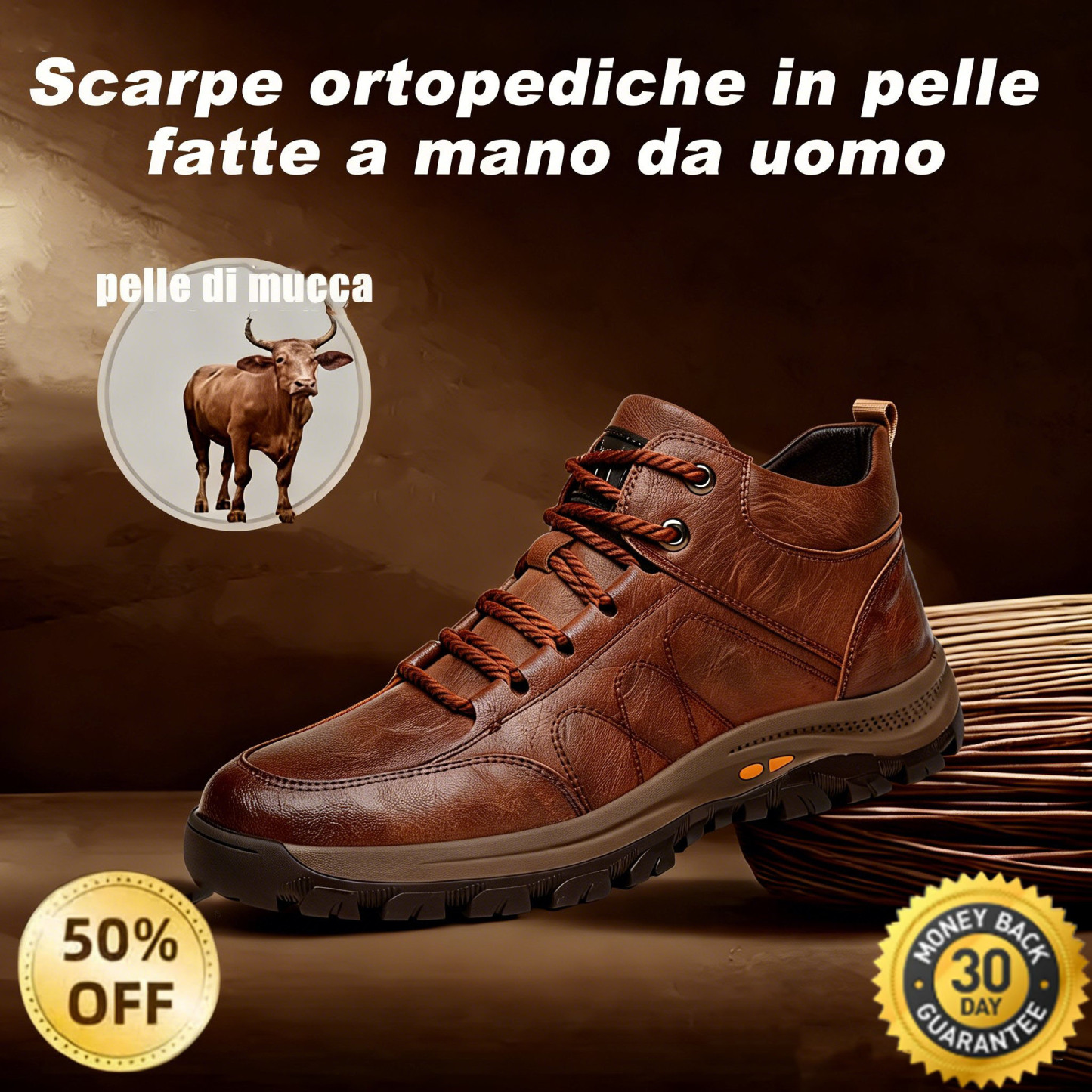 🎁Ultimo giorno per usufruire di uno sconto del 50%, non lasciartelo sfuggire! ⏰Realizzato in pelle di vitello australiana 🐂Supporto per il piede: allevia il dolore ✅Impermeabile e antiscivolo, comodo da indossare.