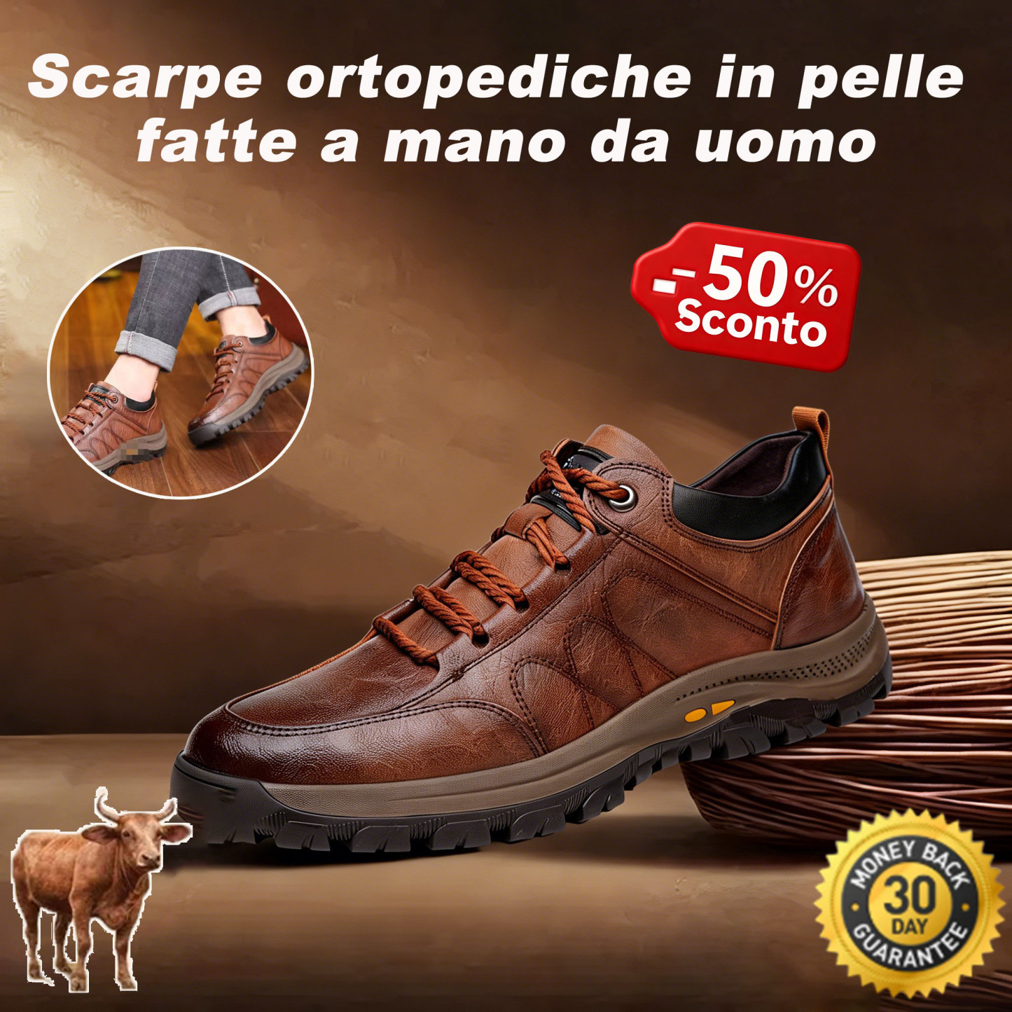 🐂 Scarpe da uomo in pelle di vitello cucite a mano 👞 Disponibili in tutte le taglie, facili da indossare e togliere ✅ Calde, comode, impermeabili e antiscivolo