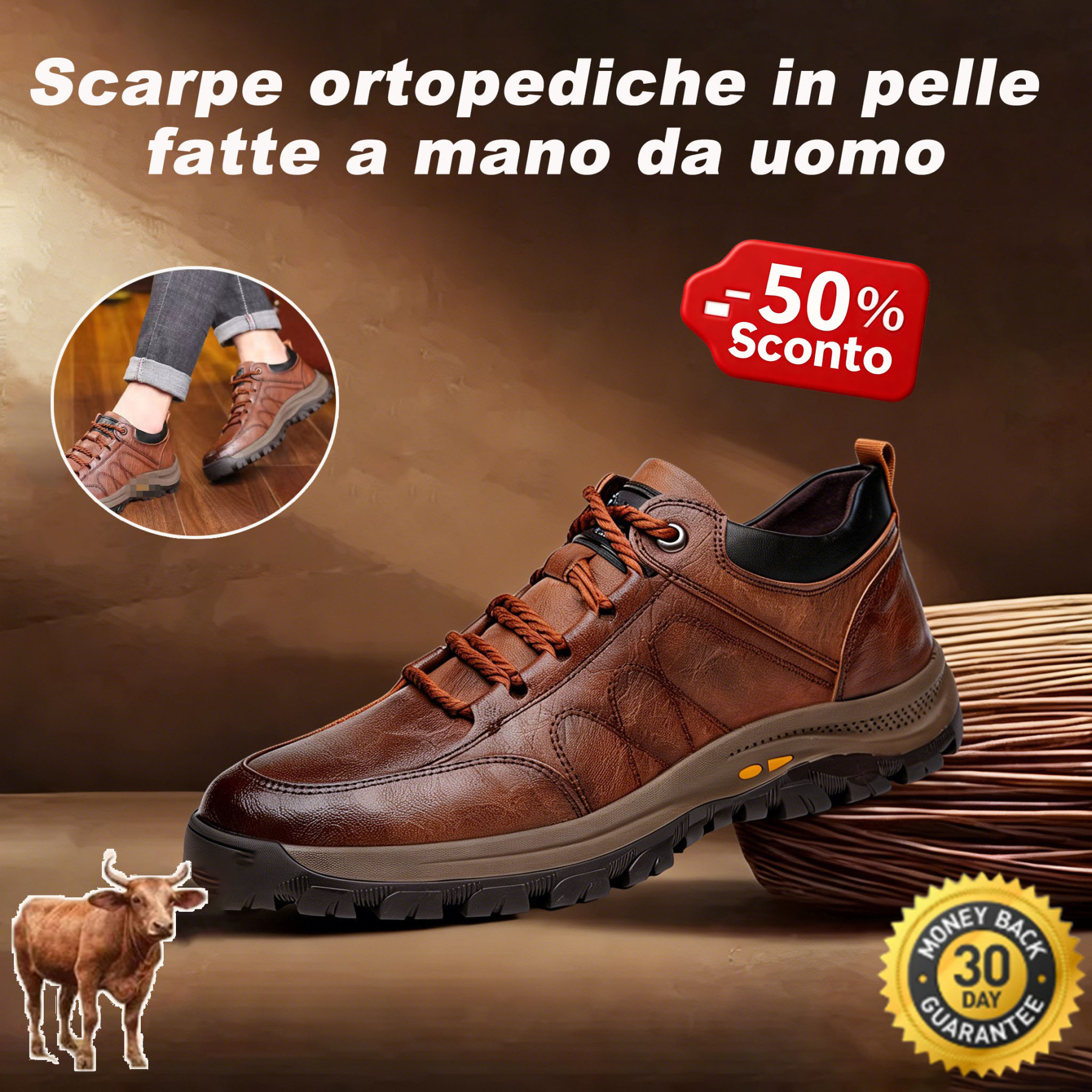 🐂 Scarpe da uomo in pelle di vitello cucite a mano 👞 Disponibili in tutte le taglie, facili da indossare e togliere ✅ Calde, comode, impermeabili e antiscivolo