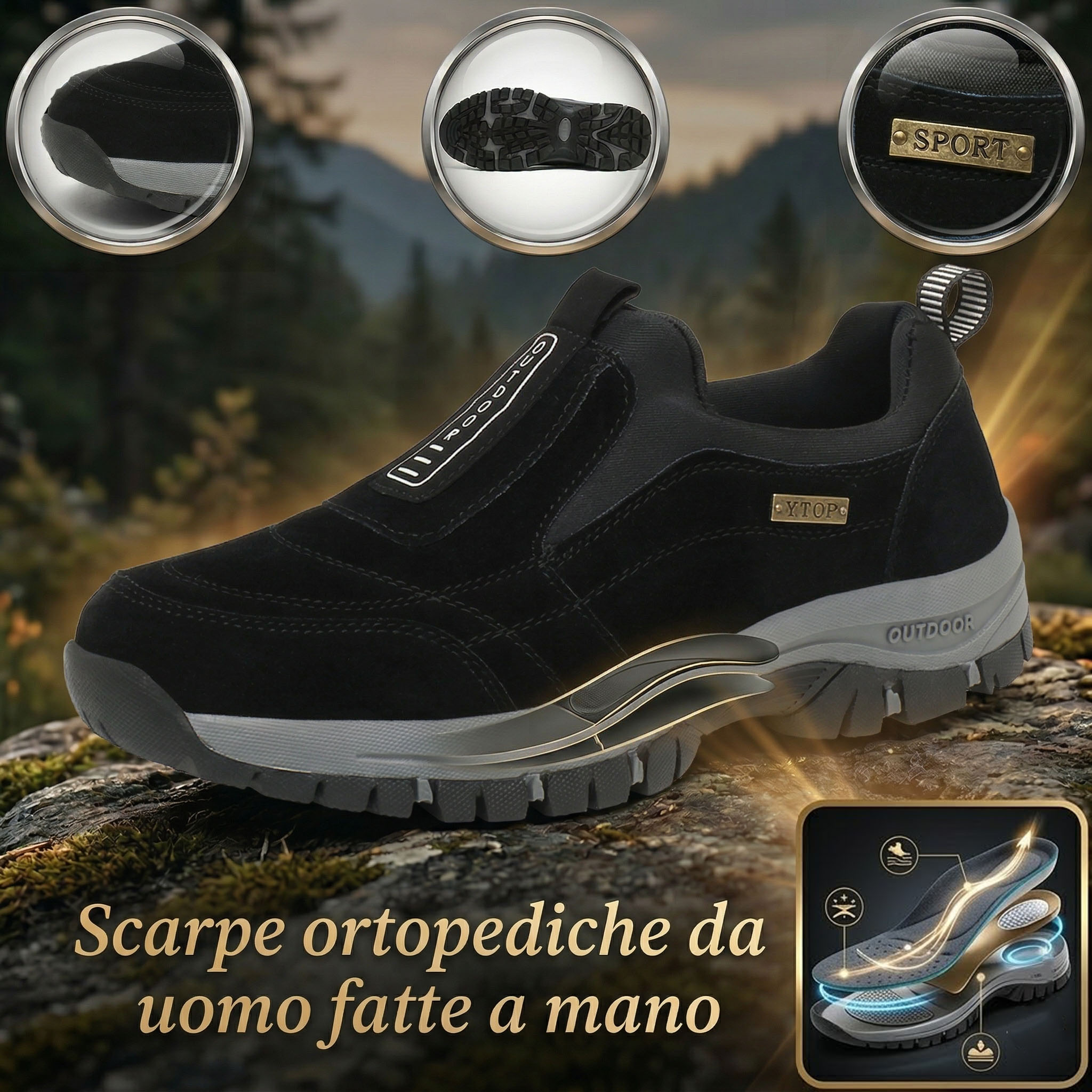 ✅Scarpe in pelle scamosciata di alta qualità🦶Alleviano il dolore e la fascite ai piedi - Impermeabili e antiscivolo🔴Scarpe ortopediche