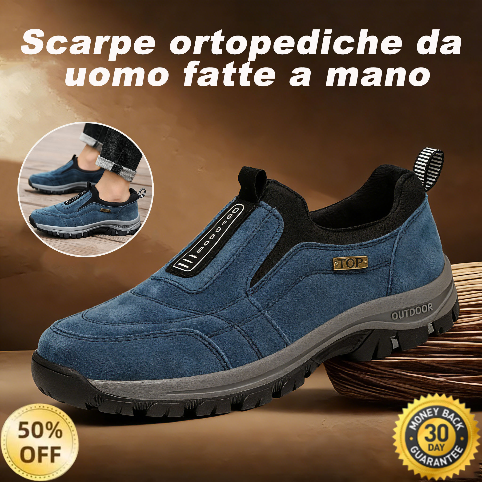 ✅Scarpe in pelle scamosciata di alta qualità🦶Alleviano il dolore e la fascite ai piedi - Impermeabili e antiscivolo🔴Scarpe ortopediche