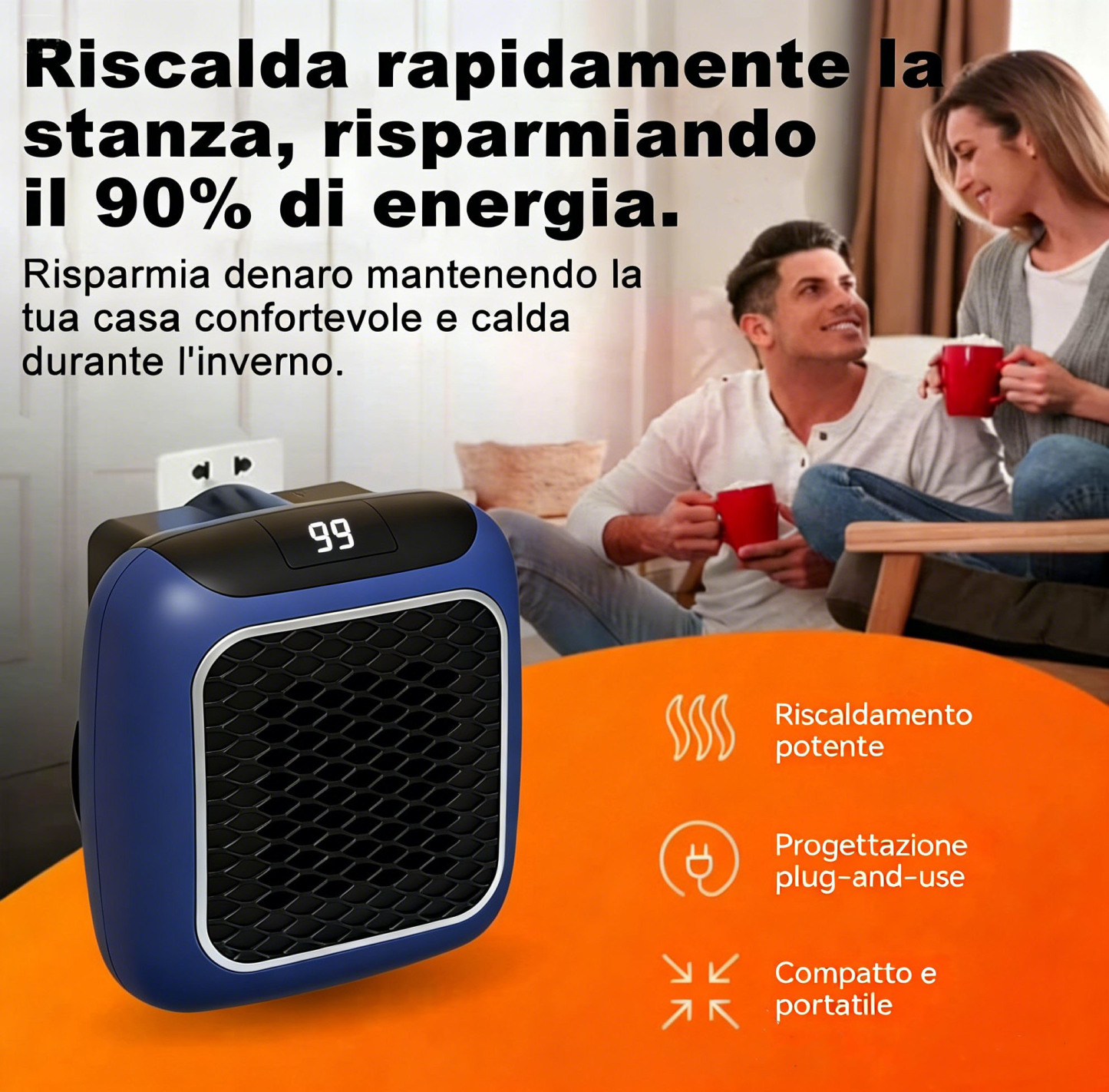 Mini riscaldatore ad alta tecnologia 2026: si riscalda rapidamente ed è adatto per l'uso in casa, in bagno, a parete e in ufficio.