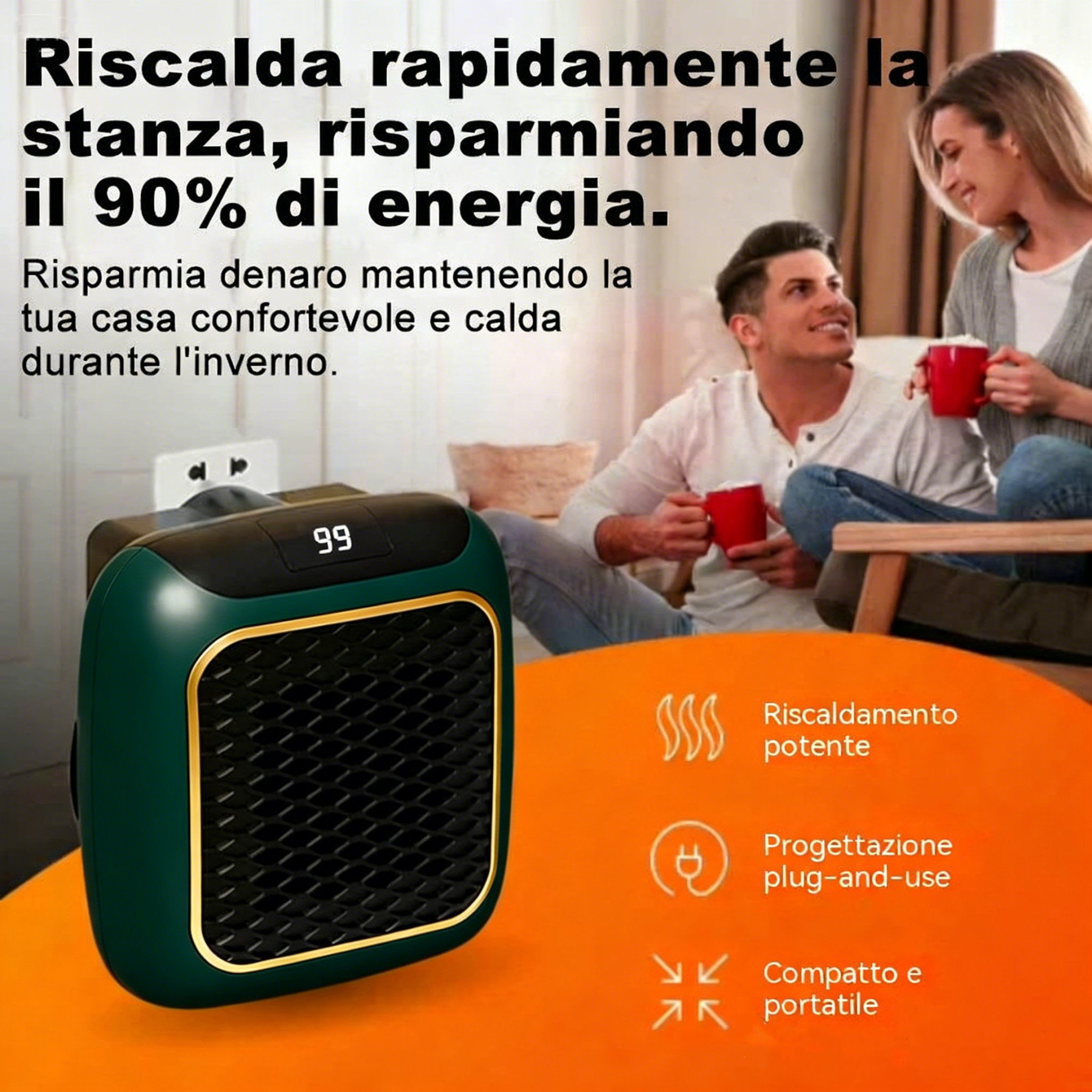 Mini riscaldatore ad alta tecnologia 2026: si riscalda rapidamente ed è adatto per l'uso in casa, in bagno, a parete e in ufficio.