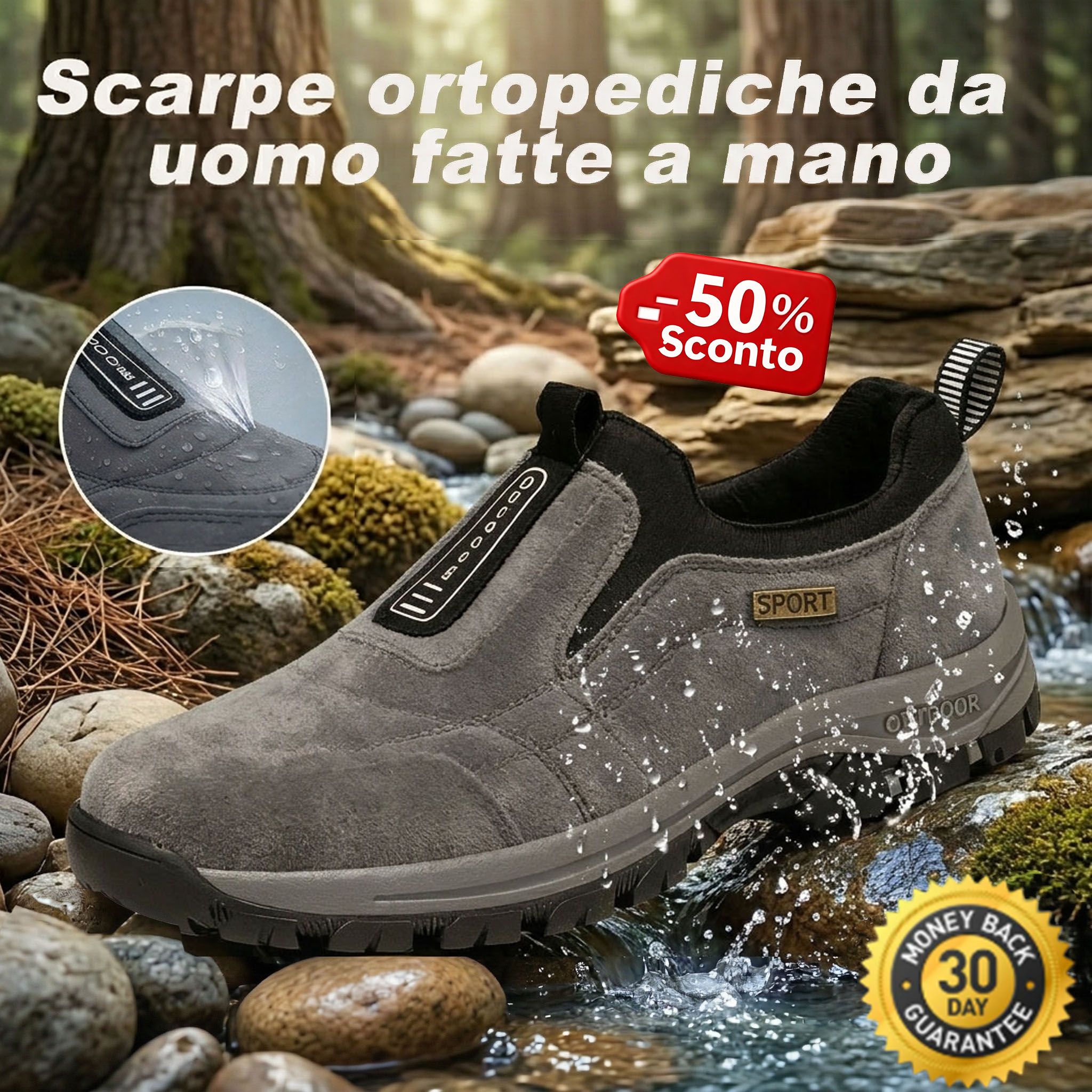 ✅Scarpe in pelle scamosciata di alta qualità🦶Alleviano il dolore e la fascite ai piedi - Impermeabili e antiscivolo🔴Scarpe ortopediche