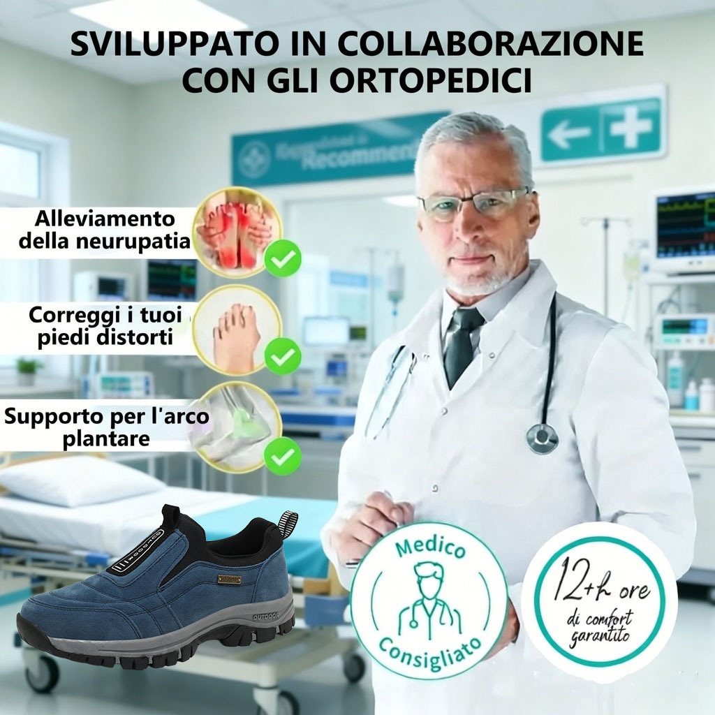 ✅Scarpe in pelle scamosciata di alta qualità🦶Alleviano il dolore e la fascite ai piedi - Impermeabili e antiscivolo🔴Scarpe ortopediche