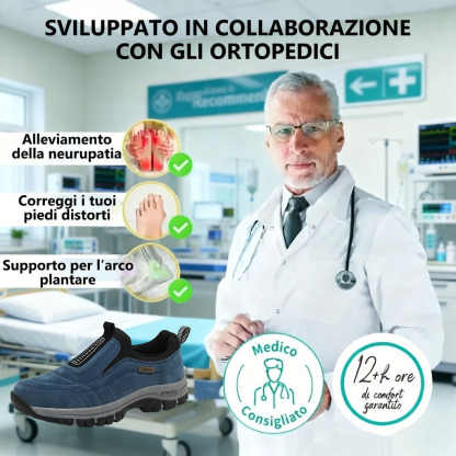 ✅Scarpe in pelle scamosciata di alta qualità🦶Alleviano il dolore e la fascite ai piedi - Impermeabili e antiscivolo🔴Scarpe ortopediche