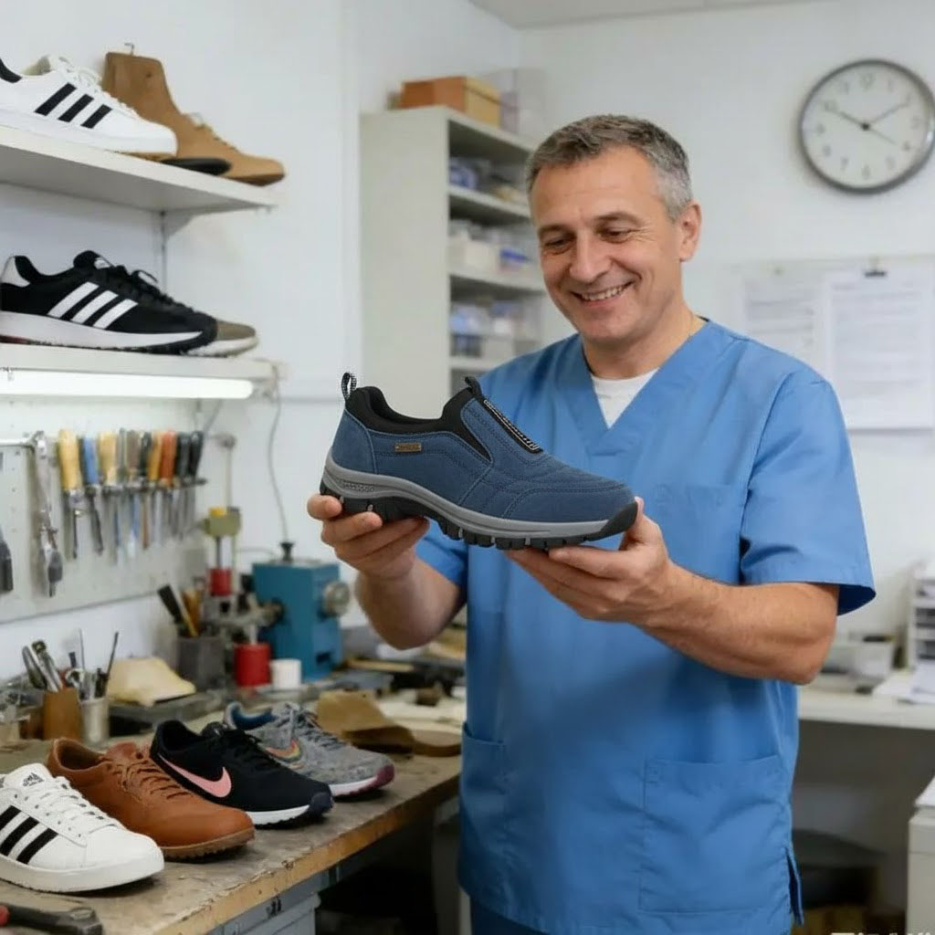 ✅Scarpe in pelle scamosciata di alta qualità🦶Alleviano il dolore e la fascite ai piedi - Impermeabili e antiscivolo🔴Scarpe ortopediche