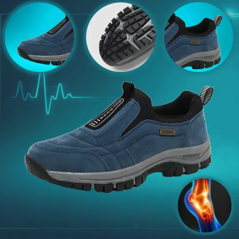 🎁Offerta speciale con sconto del 50%🎁Scarpe da passeggio da uomo, cucite a mano in pelle di alce👟 impermeabili e antiscivolo✅ supporto dell'arco plantare - camminata confortevole.