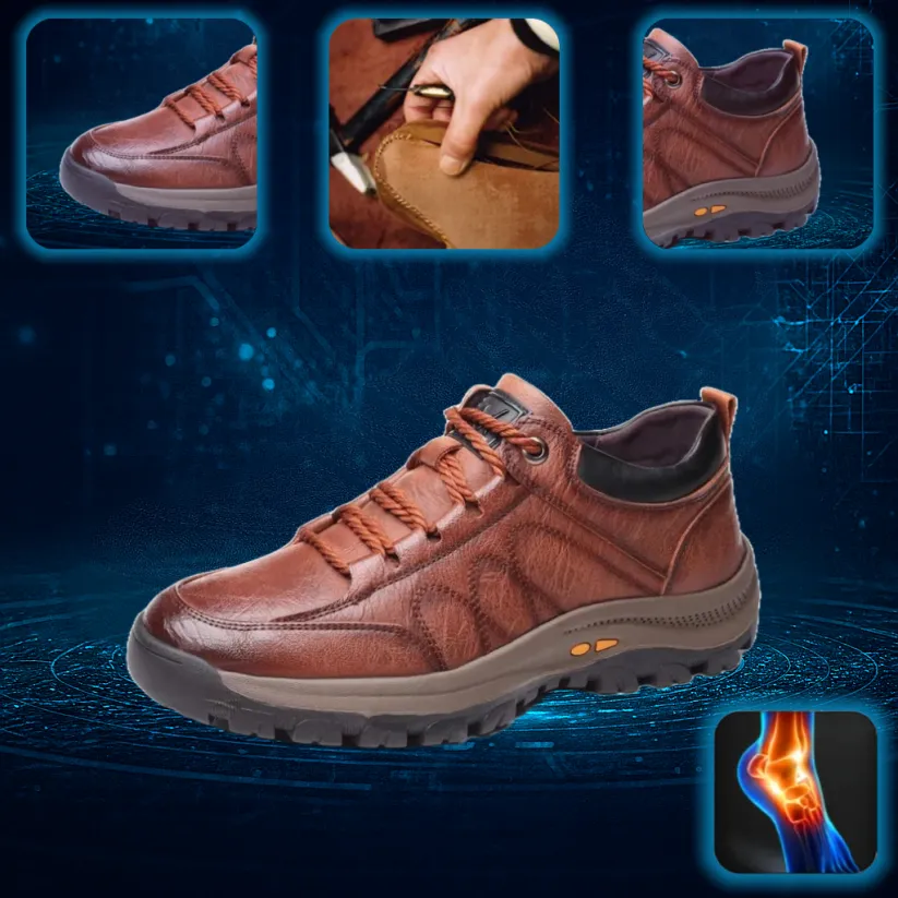 🎁Offerta a tempo limitato🐂 Scarpe ortopediche da uomo, realizzate in pelle di vitello australiana👞 cucite a mano, impermeabili e antiscivolo✅ supporto dell'arco plantare - camminata confortevole