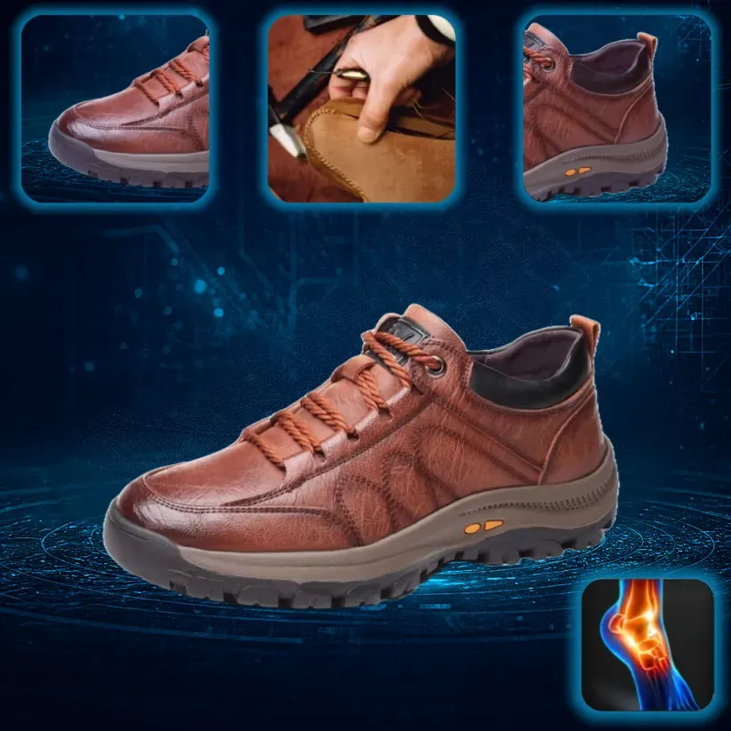 🎁Offerta a tempo limitato🐂 Scarpe ortopediche da uomo, realizzate in pelle di vitello australiana👞 cucite a mano, impermeabili e antiscivolo✅ supporto dell'arco plantare - camminata confortevole