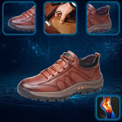 🎁Offerta a tempo limitato🐂 Scarpe ortopediche da uomo, realizzate in pelle di vitello australiana👞 cucite a mano, impermeabili e antiscivolo✅ supporto dell'arco plantare - camminata confortevole