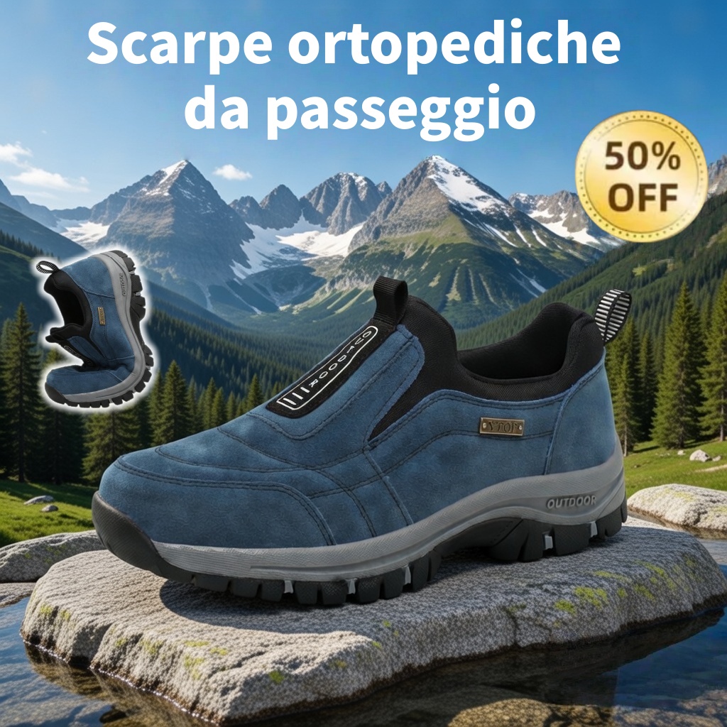 🎁Offerta speciale con sconto del 50%🎁Scarpe da passeggio da uomo, cucite a mano in pelle di alce👟 impermeabili e antiscivolo✅ supporto dell'arco plantare - camminata confortevole.