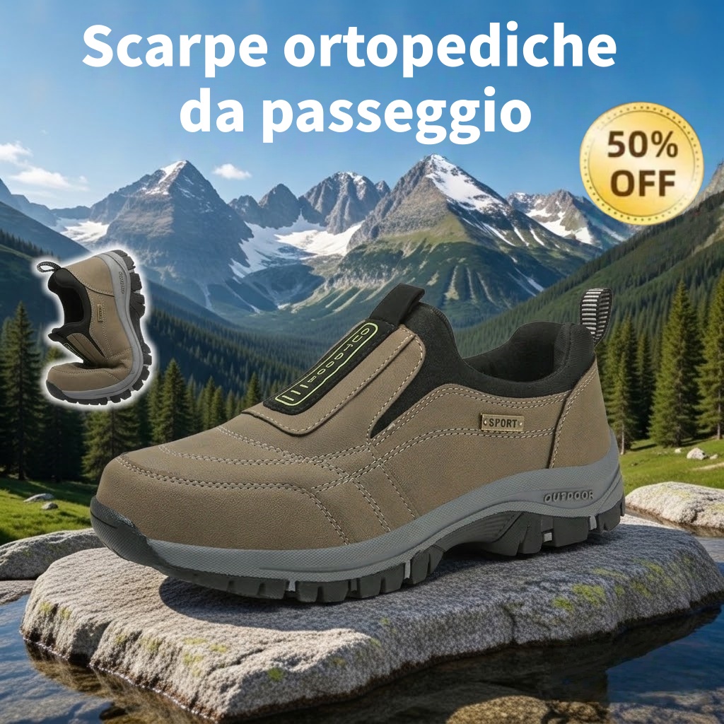 🎁Offerta speciale con sconto del 50%🎁Scarpe da passeggio da uomo, cucite a mano in pelle di alce👟 impermeabili e antiscivolo✅ supporto dell'arco plantare - camminata confortevole.