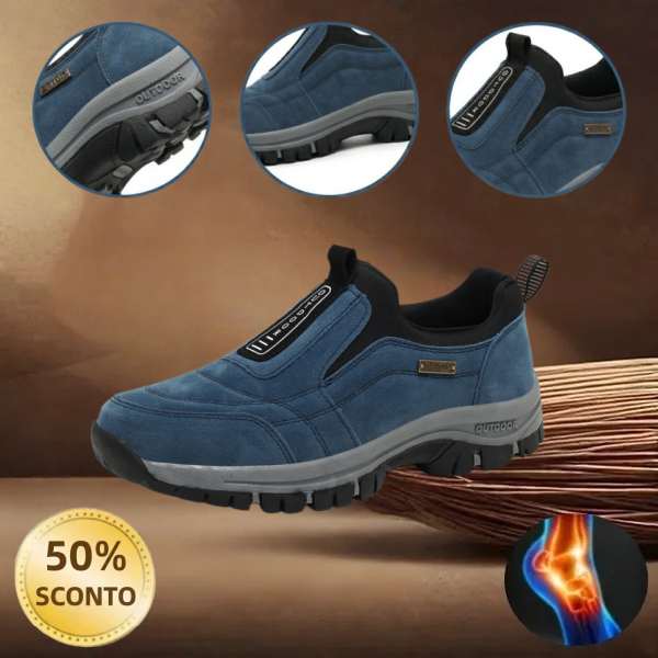 🎁Sconto del 50%🎁 Scarpe da passeggio da uomo in pelle di alce cucite a mano 👟 Impermeabili e antiscivolo ✅ Supporto per l'arco plantare - camminata confortevole.