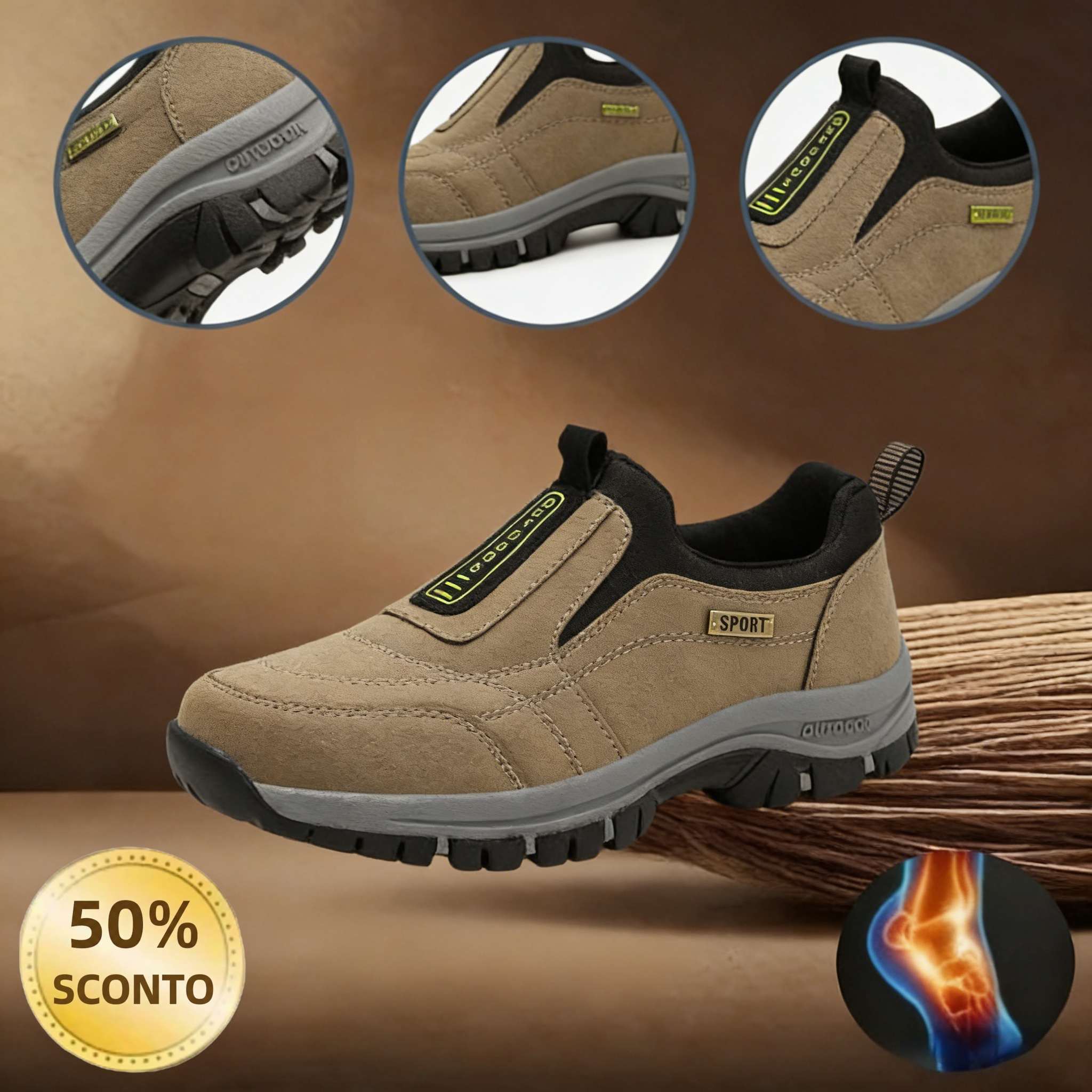 🎁Sconto del 50%🎁 Scarpe da passeggio da uomo in pelle di alce cucite a mano 👟 Impermeabili e antiscivolo ✅ Supporto per l'arco plantare - camminata confortevole.