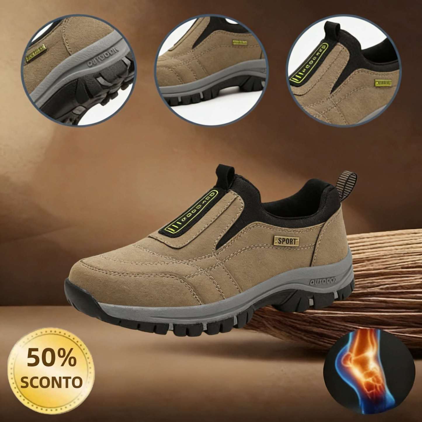 🎁Sconto del 50%🎁 Scarpe da passeggio da uomo in pelle di alce cucite a mano 👟 Impermeabili e antiscivolo ✅ Supporto per l'arco plantare - camminata confortevole.