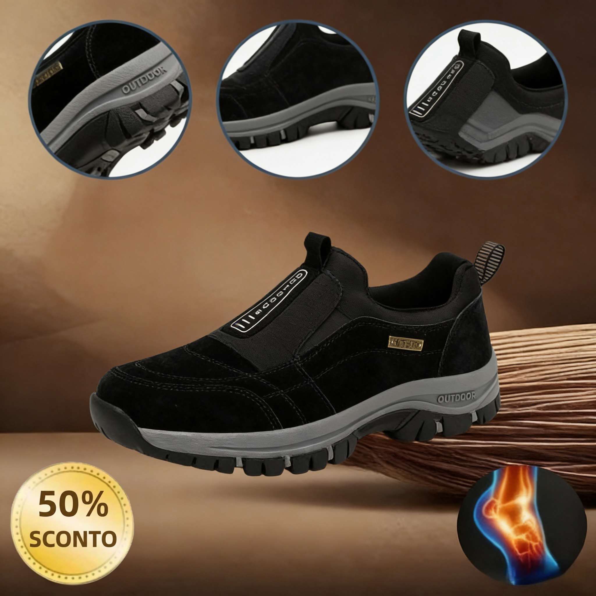 🎁Sconto del 50%🎁 Scarpe da passeggio da uomo in pelle di alce cucite a mano 👟 Impermeabili e antiscivolo ✅ Supporto per l'arco plantare - camminata confortevole.