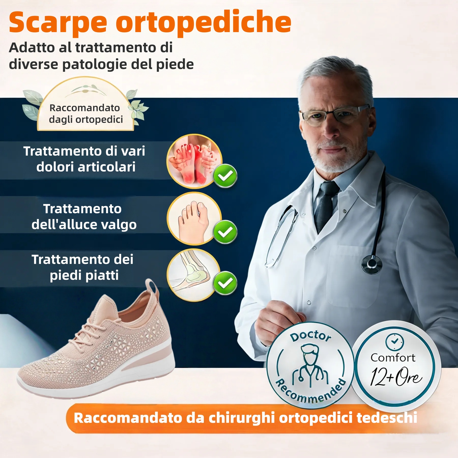 ⏰Sconto del 50% – Non perdete l'occasione! 🔥Scarpe ortopediche dal design ergonomico ✅Supporto dell'arco plantare ✅Camminata comoda e senza dolore