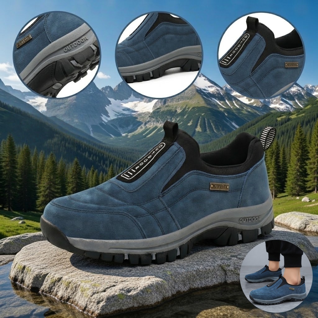 🎁Offerta speciale🎁 Scarpe da passeggio da uomo, in pelle di alce cucita a mano👟 Impermeabili e antiscivolo✅ Supporto per l'arco plantare - camminata confortevole.