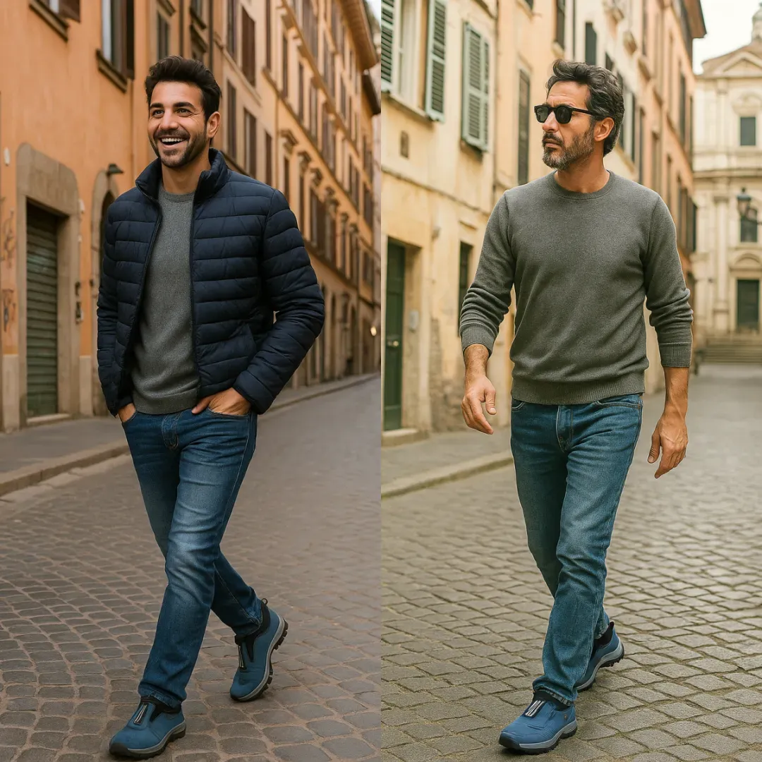 🎁50% di sconto🎁 Scarpe da passeggio da uomo, in pelle di alce cucita a mano 👟 Impermeabili e antiscivolo ✅ Supporto plantare - camminata confortevole.