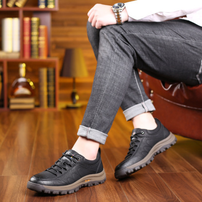 🎁Offerta a tempo limitato🐂 Scarpe ortopediche da uomo, realizzate in pelle di vitello australiana👞 cucite a mano, impermeabili e antiscivolo✅ supporto dell'arco plantare - camminata confortevole