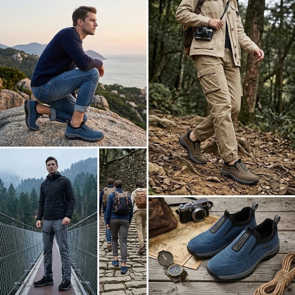 ⏰ Sconto del 30% oggi – Non perdete l'occasione! 🎁 Scarpe da passeggio da uomo in pelle di cervo cucite a mano 👟 Impermeabili e antiscivolo ✅ Supporto per l'arco plantare ✅ Comode da indossare
