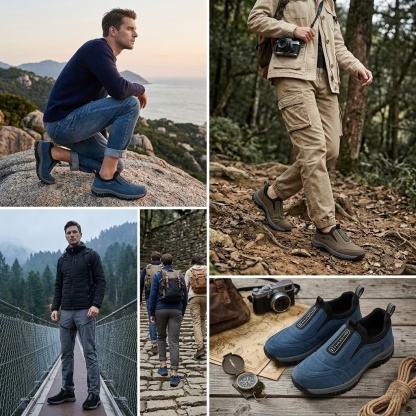 ⏰ Sconto del 30% oggi – Non perdete l'occasione! 🎁 Scarpe da passeggio da uomo in pelle di cervo cucite a mano 👟 Impermeabili e antiscivolo ✅ Supporto per l'arco plantare ✅ Comode da indossare