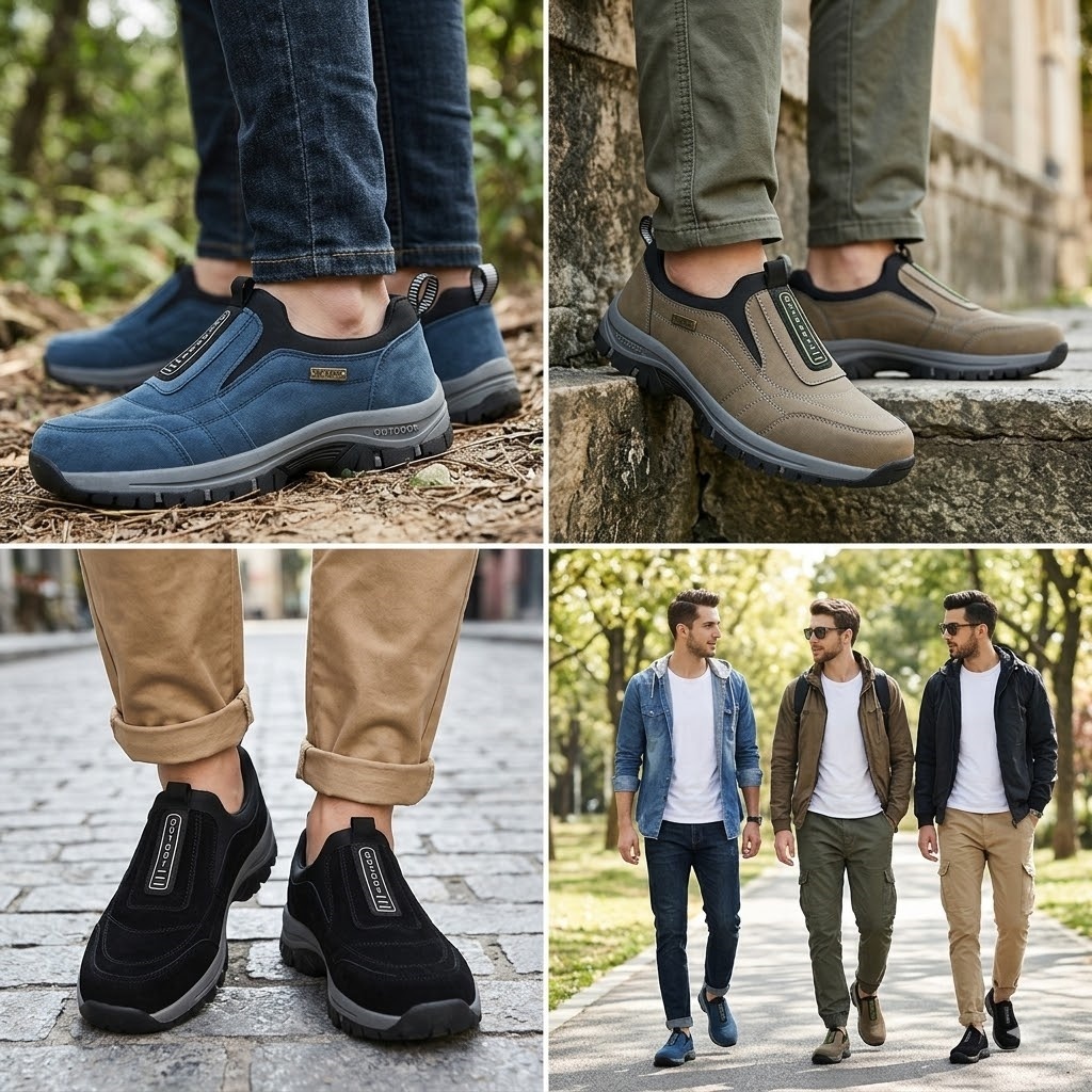 🎁Sconto del 50%🎁 Scarpe da passeggio da uomo in pelle di cervo cucite a mano 👟 Impermeabili e antiscivolo ✅ Supporto per l'arco plantare ✅ Comode da indossare
