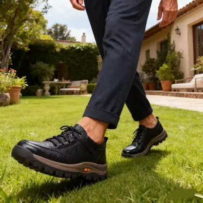 🎁Offerta a tempo limitato🐂 Scarpe ortopediche da uomo, realizzate in pelle di vitello australiana👞 cucite a mano, impermeabili e antiscivolo✅ supporto dell'arco plantare - camminata confortevole