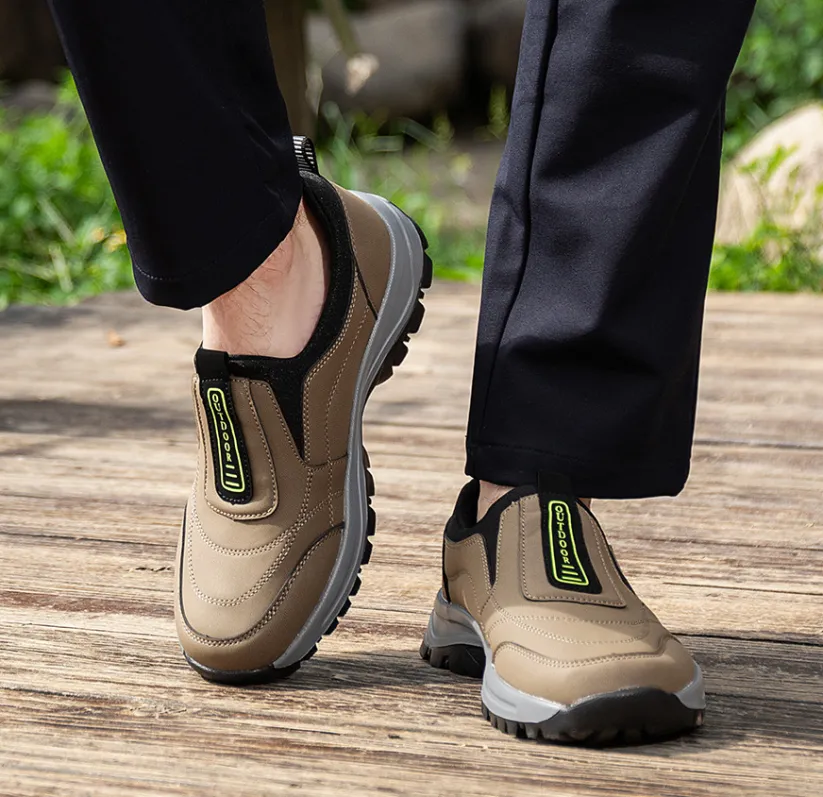 🎁50% di sconto🎁 Scarpe da passeggio da uomo, in pelle di alce cucita a mano 👟 Impermeabili e antiscivolo ✅ Supporto plantare - camminata confortevole.