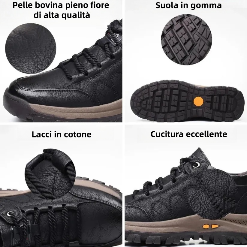 🎁Offerta a tempo limitato🐂 Scarpe ortopediche da uomo, realizzate in pelle di vitello australiana👞 cucite a mano, impermeabili e antiscivolo✅ supporto dell'arco plantare - camminata confortevole