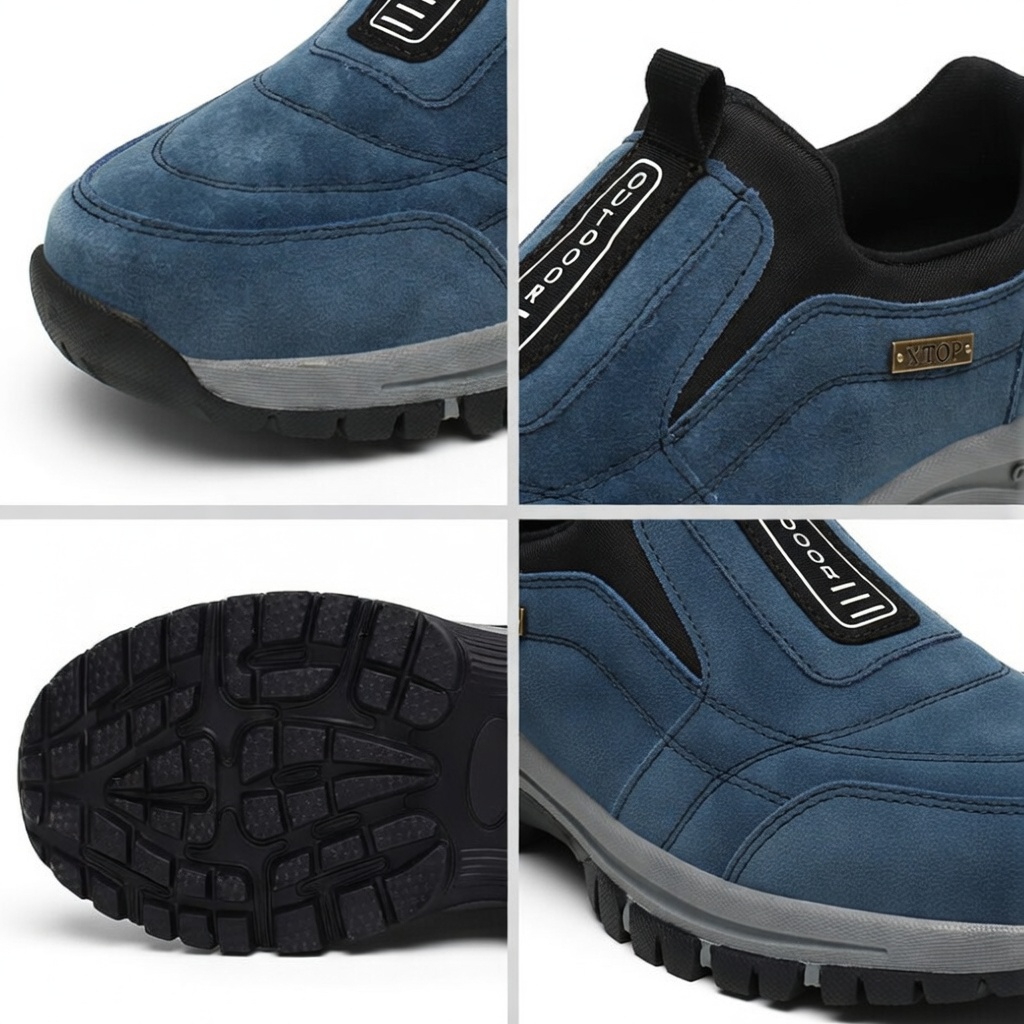 🎁Sconto del 30%🎁 Scarpe da passeggio da uomo in pelle di alce cucite a mano 👟 Impermeabili e antiscivolo ✅ Supporto per l'arco plantare - camminata confortevole.