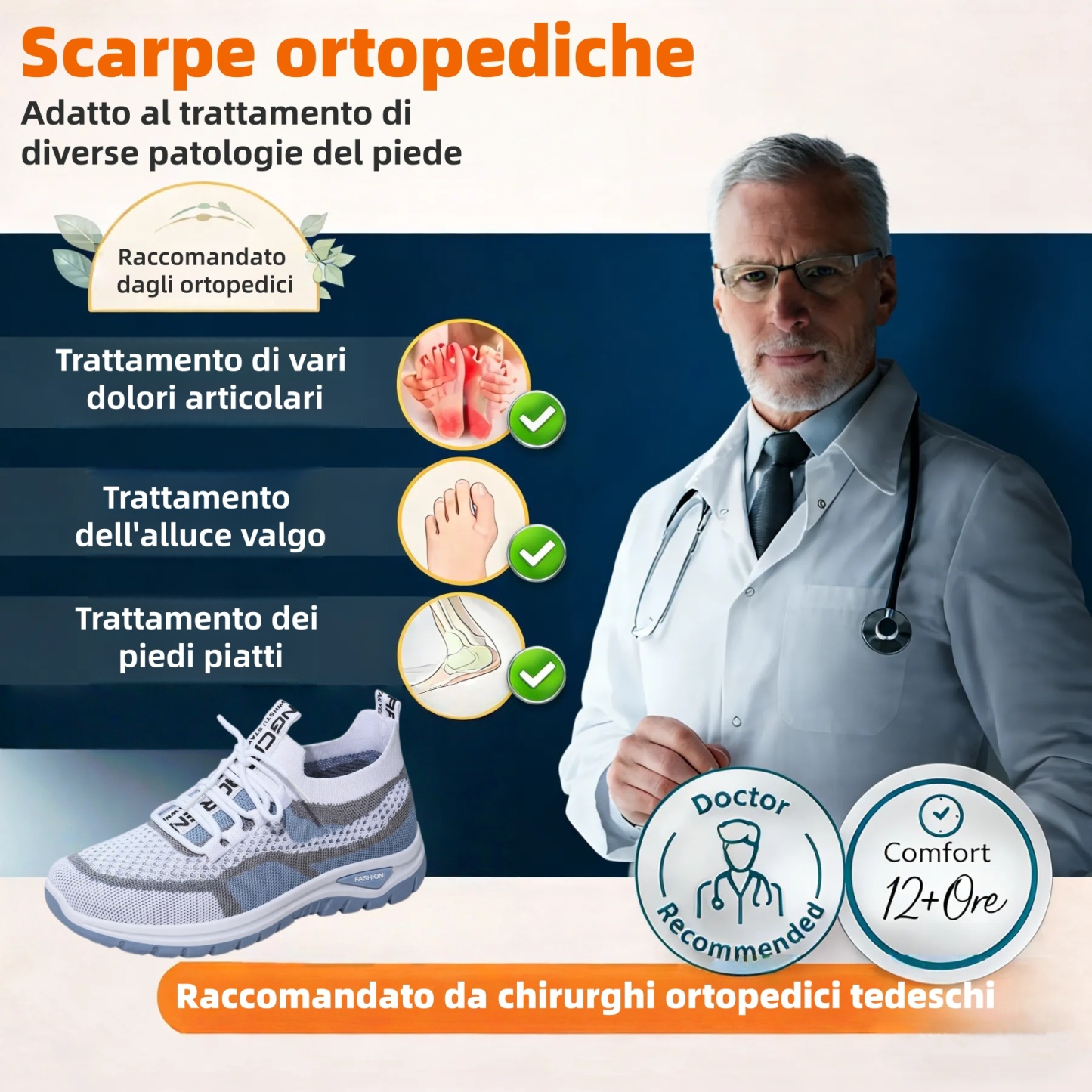 🔥Sconto del 50% oggi - Non perdete l'occasione! ⏰ Scarpe ortopediche dal design ergonomico - supporto dell'arco plantare 👟 Alleviano facilmente il dolore ai piedi