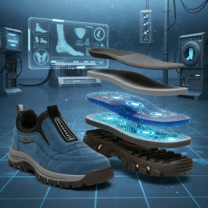 🎁Offerta speciale🎁 Scarpe da passeggio da uomo, in pelle di alce cucita a mano👟 Impermeabili e antiscivolo✅ Supporto per l'arco plantare - camminata confortevole.