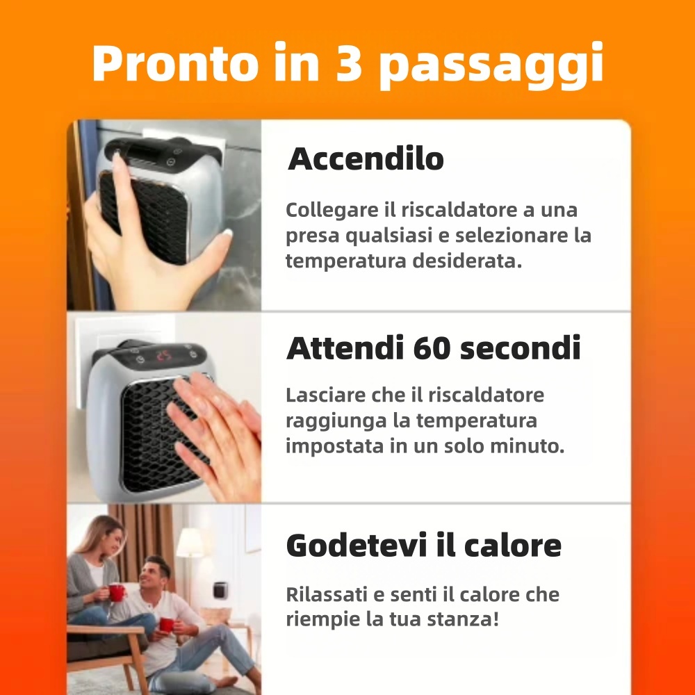 🔥 Sconto del 50% 🔥 Mini riscaldatore portatile | Riscalda rapidamente la stanza 🏠 Temperatura regolabile 🌡️ Compatto e leggero