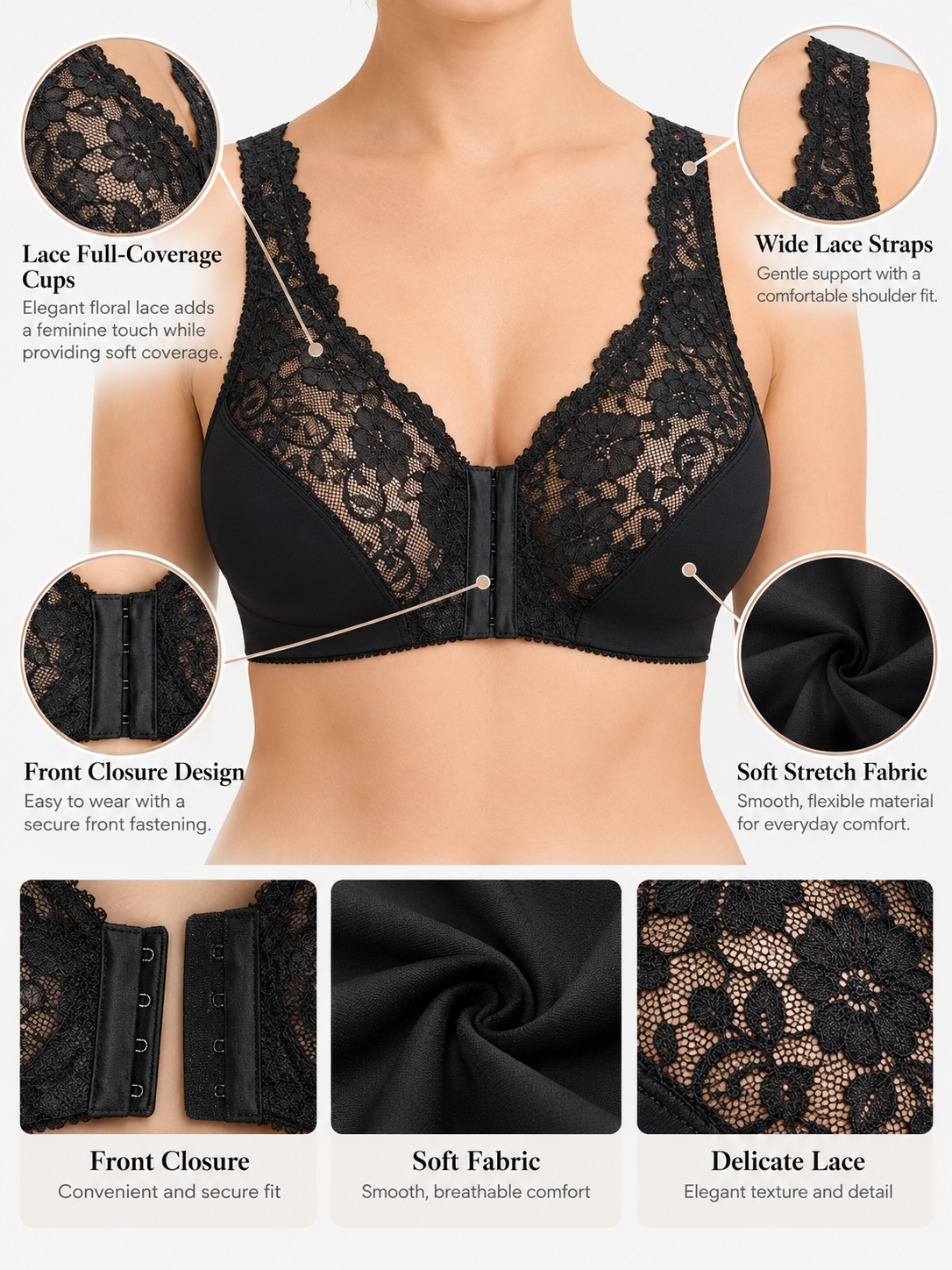 Front Lace Front Buckle Bra