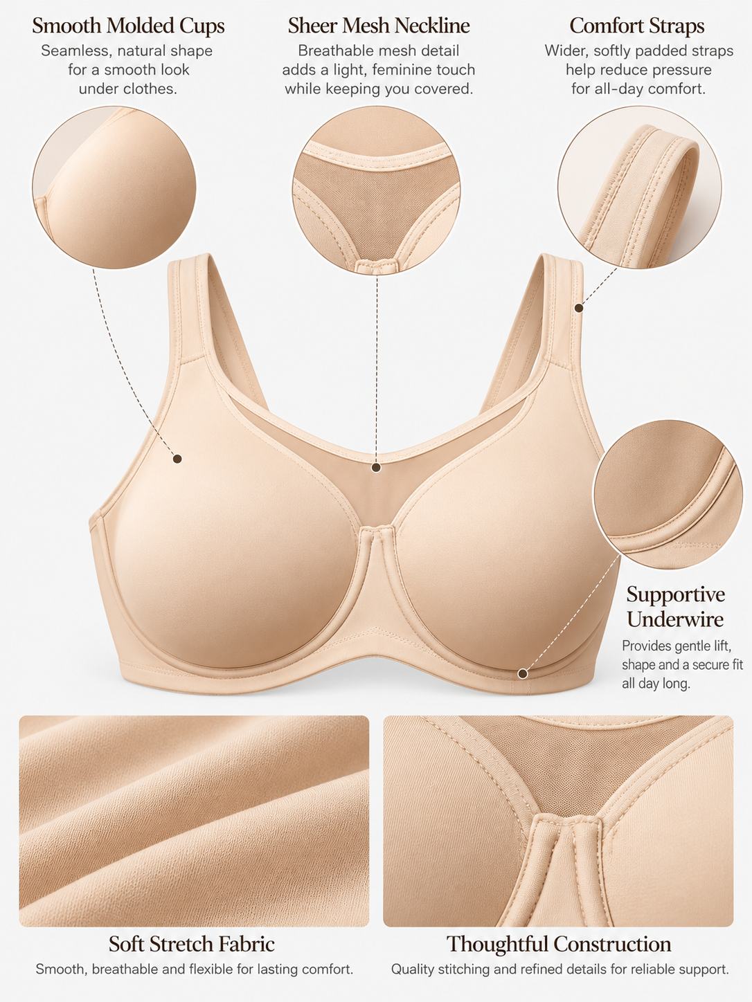 Plus Size Cooling Full Coverage Minimizer Bra